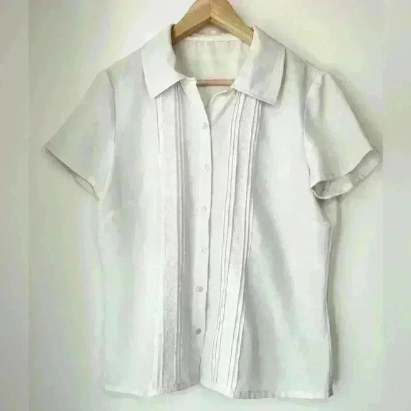 Vintage El Corte Ingles White Travel Button Up Shirt Vacation Cabana 2XL - Picture 2 of 11
